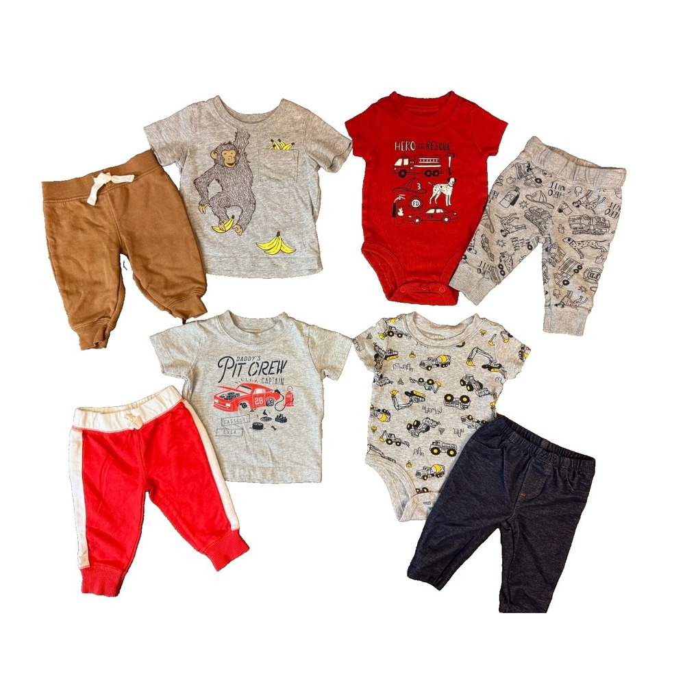 Baby Boy 3 Months Outfits Clothes Lot Bundle Pants Short Sleeved Shirts Trucks